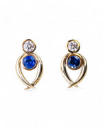 Spiky Sapphire and Diamond Yellow Gold Stud Earrings Earrings Pruden and Smith   