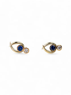 Spiky Sapphire and Diamond Yellow Gold Stud Earrings Earrings Pruden and Smith   