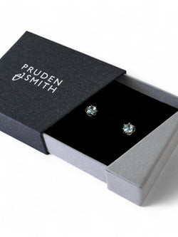 Revolved White Gold Aquamarine Stud Earrings Earrings Pruden and Smith   