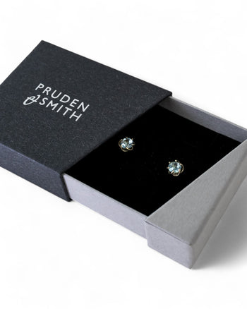 Revolved White Gold Aquamarine Stud Earrings Earrings Pruden and Smith   