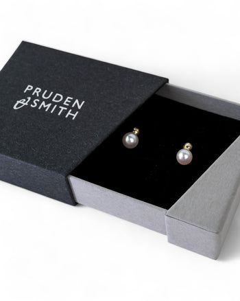 Large Akoya Pearl and Diamond Stud Earrings Earrings Pruden and Smith   