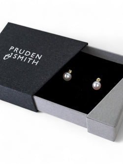 Diamond and Akoya Pearl Stud Earrings Earrings Pruden and Smith   