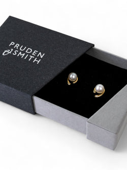 Spiky Yellow Gold Pearl Diamond Stud Earrings Earrings Pruden and Smith   