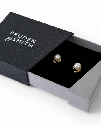 Spiky Yellow Gold Pearl Diamond Stud Earrings Earrings Pruden and Smith   