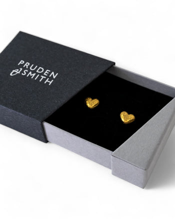 Nugget Gold Heart Stud Earrings Earrings Pruden and Smith   