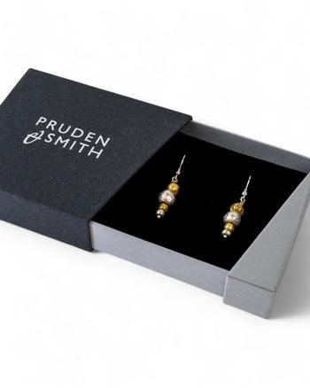 Nugget Silver and Gold Random Drop Earrings Earrings Pruden and Smith   