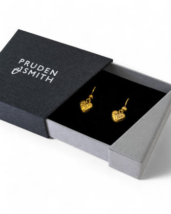 Nugget Gold Heart Drop Earrings Earrings Pruden and Smith   