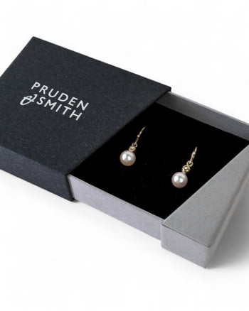 Akoya Pearl and Diamond White Gold Drop Earrings Earrings Pruden and Smith   