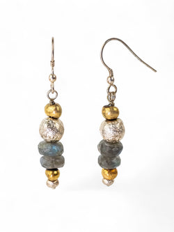 Nugget Faceted Gemstone Dangly Earrings Earrings Pruden and Smith   