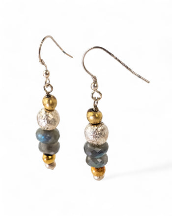 Nugget Faceted Gemstone Dangly Earrings Earrings Pruden and Smith   