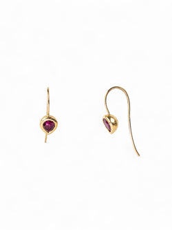 Pear Shaped Solid Gold Ruby Drop Earrings Earrings Pruden and Smith   