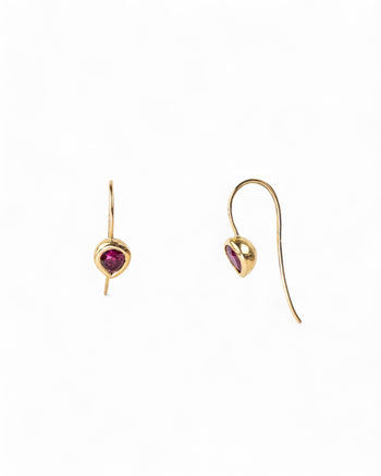 Pear Shaped Solid Gold Ruby Drop Earrings Earrings Pruden and Smith   