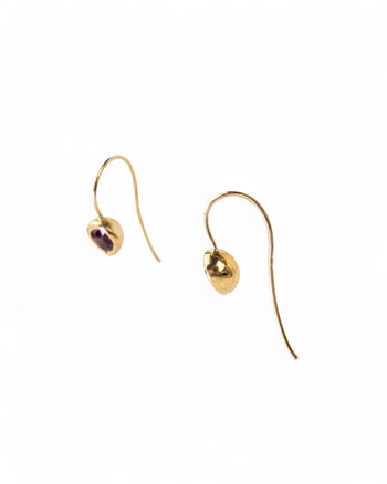 Pear Shaped Solid Gold Ruby Drop Earrings Earrings Pruden and Smith   