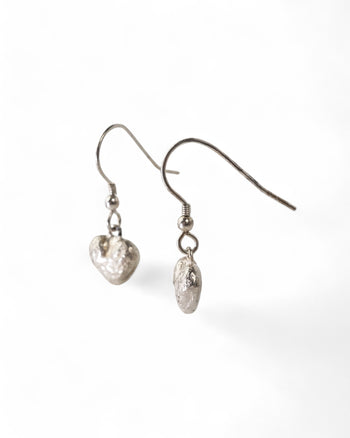 Silver Nugget Heart Earrings Earrings Pruden and Smith   