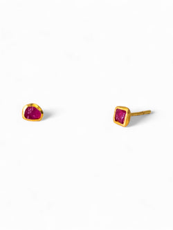 Rough Ruby 18ct Gold Stud Earrings Earrings Pruden and Smith   