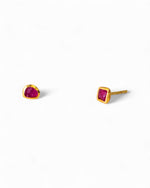 Rough Ruby 18ct Gold Stud Earrings Earrings Pruden and Smith   