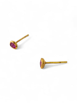 Rough Ruby 18ct Gold Stud Earrings Earrings Pruden and Smith   