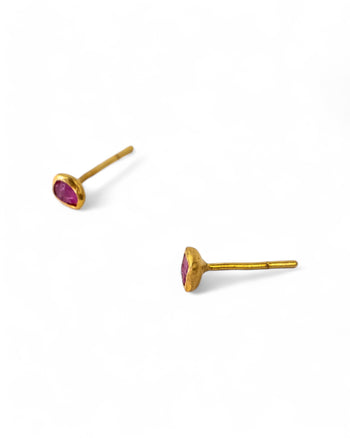 Rough Ruby 18ct Gold Stud Earrings Earrings Pruden and Smith   