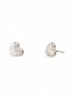 Silver Nugget Heart Stud Earrings Earrings Pruden and Smith   