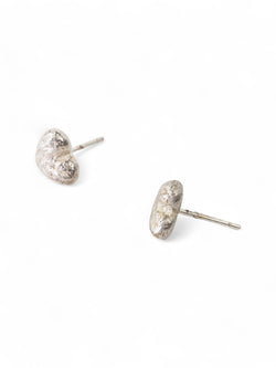 Silver Nugget Heart Stud Earrings Earrings Pruden and Smith   