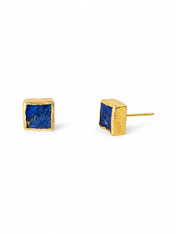 Lapis Lazuli Square Stud Earrings (8mm) Earrings Pruden and Smith   