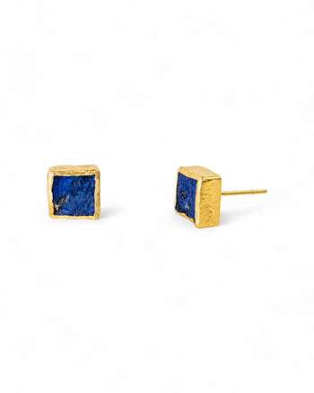 Lapis Lazuli Square Stud Earrings (8mm) Earrings Pruden and Smith   