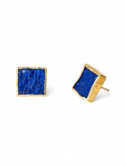 Lapis Lazuli Square Stud Earrings (12mm) Earrings Pruden and Smith   