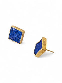 Lapis Lazuli Square Stud Earrings (12mm) Earrings Pruden and Smith   