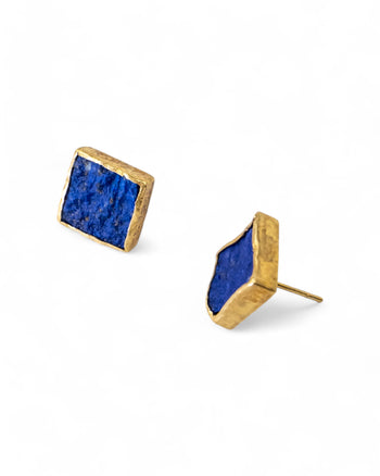 Lapis Lazuli Square Stud Earrings (12mm) Earrings Pruden and Smith   