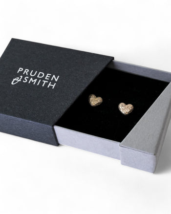 Silver Nugget Heart Stud Earrings Earrings Pruden and Smith   