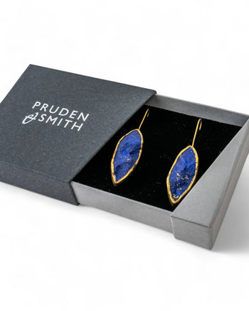 Lapis Lazuli Marquise Drop Earrings (40mm) Earrings Pruden and Smith   