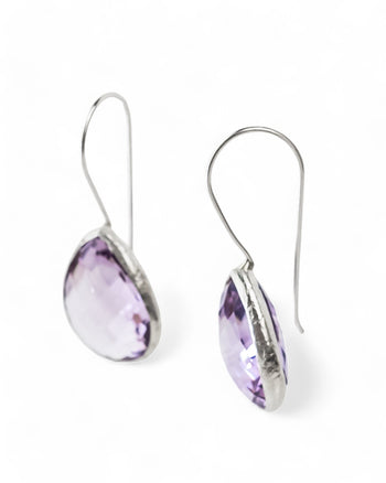 Amethyst Mirror Cut Drop Earrings