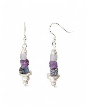 Rough Blue Pink Sapphire Earrings Earrings Pruden and Smith   