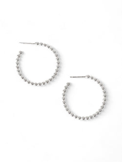 Nugget Silver Bead Mini Hoop Earrings Earrings Pruden and Smith   