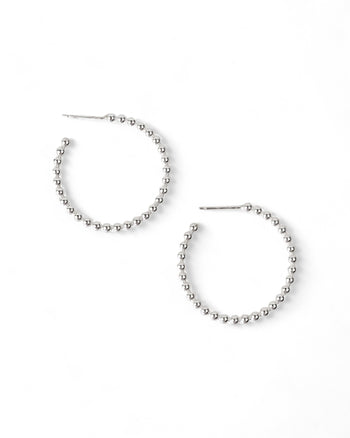 Nugget Silver Bead Mini Hoop Earrings Earrings Pruden and Smith   