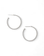 Nugget Silver Bead Mini Hoop Earrings Earrings Pruden and Smith   