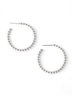 Nugget Bead Silver Hoop Earrings Earrings Pruden and Smith   