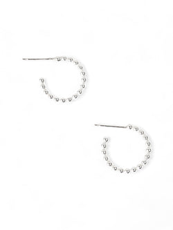 Nugget Silver Bead Mini Hoop Earrings Earrings Pruden and Smith   