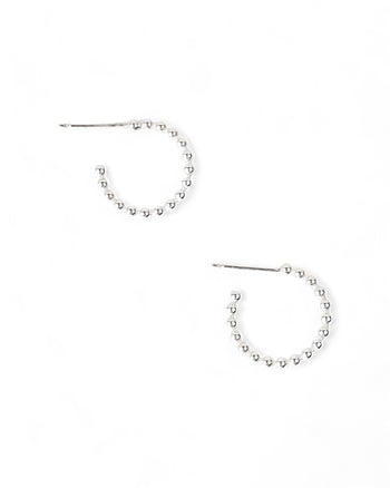 Nugget Silver Bead Mini Hoop Earrings Earrings Pruden and Smith   