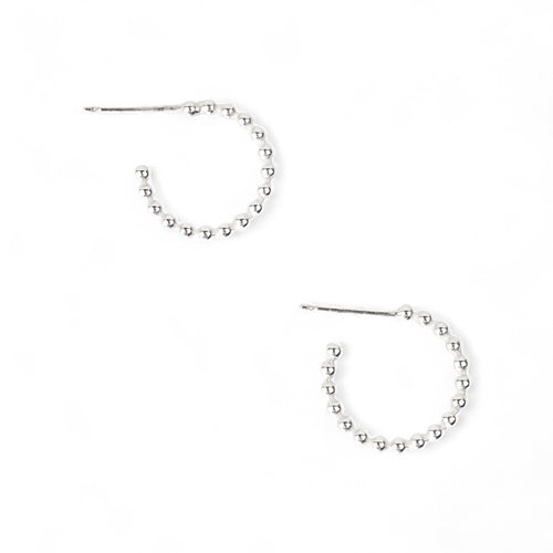 Large Silver Nugget Hoop Earrings 3mm Bead Earrings Pruden and Smith   