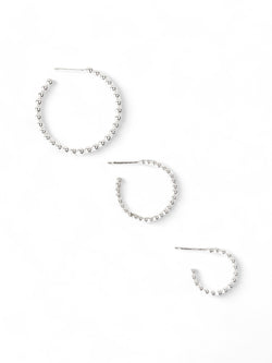 Nugget Silver Bead Mini Hoop Earrings Earrings Pruden and Smith 15mm - 2mm Bead  