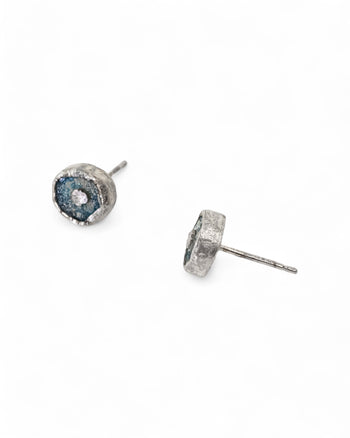 Roman Glass Round Stud Earrings (8mm) Earrings Pruden and Smith   