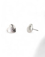 Hammered Silver Heart Stud Earrings Earrings Pruden and Smith   