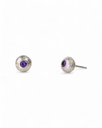 Nugget Silver and Gemstone Stud Earrings Earrings Pruden and Smith   