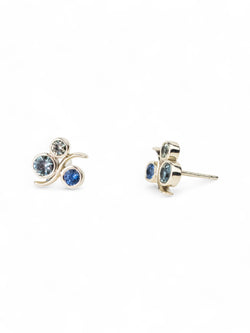 Water Bubbles White Gold Sapphire Stud Earrings Earrings Pruden and Smith   