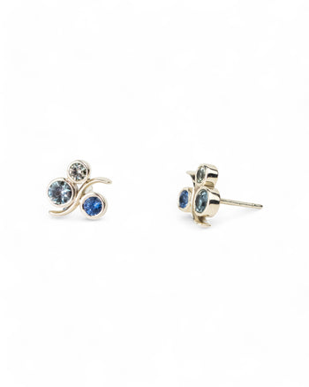 Water Bubbles White Gold Sapphire Stud Earrings Earrings Pruden and Smith   