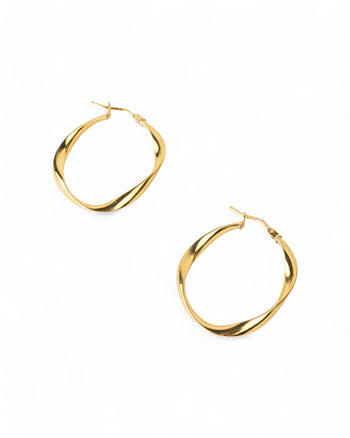 Uneven Twisted White Gold Gold Hoop Earrings Earrings Pruden and Smith   