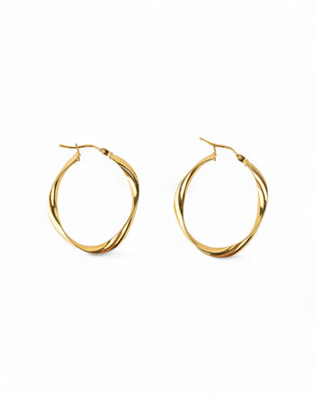 Uneven Twisted White Gold Gold Hoop Earrings Earrings Pruden and Smith   