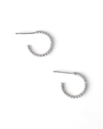 Nugget Bead Solid 9ct Gold Mini Hoop Earrings Earrings Pruden and Smith 9ct White Gold  