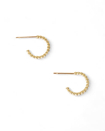 Nugget Bead Solid 9ct Gold Mini Hoop Earrings Earrings Pruden and Smith 9ct Yellow Gold  